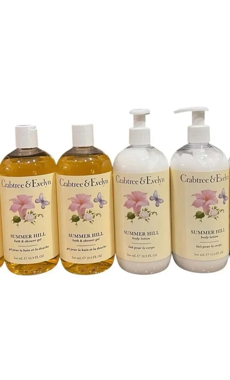 Crabtree & Evelyn Summer Hill16.9oz / 500ml 2 Bath Shower Gel & 2 Lotion